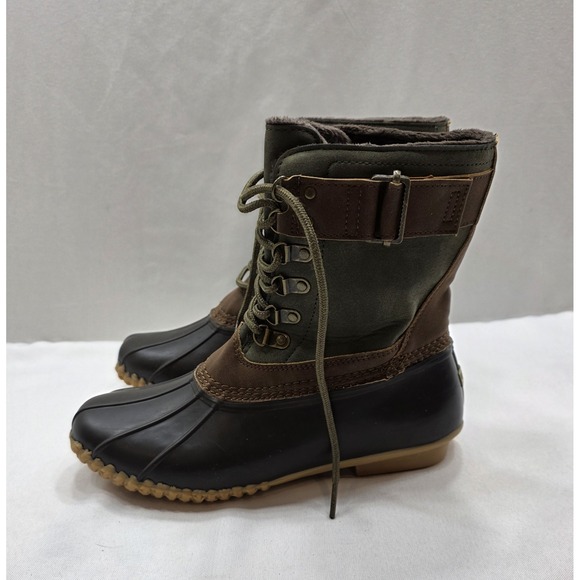 JBU by Jambu Women's Windsor Waterproof Army Green & Brown Duck Boots. Size 9M - Picture 3 of 8